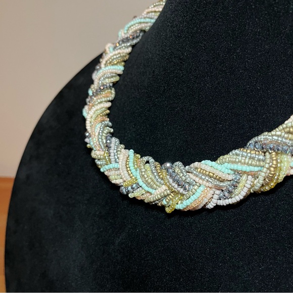French Fashion Braided Multi-strand Beaded Collar Vintage Necklace - Picture 7 of 10